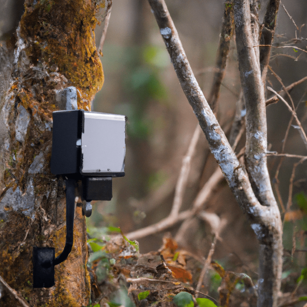 A photo capturing the deployment of advanced camera traps in the wilderness, playing a crucial role in monitoring climate change's impact on wildlife. Sigma 85 mm f/1.4. No text.. Sigma 85 mm f/1.4. No text.