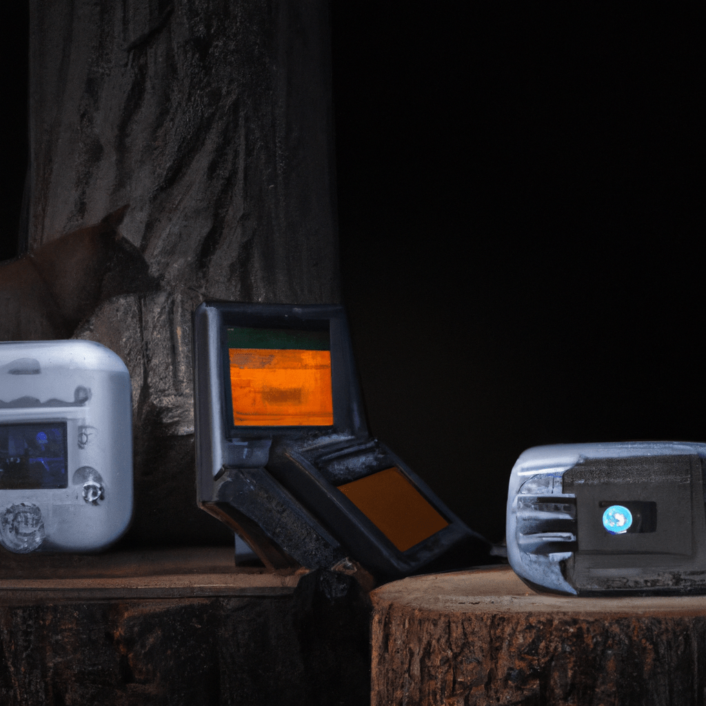 A photo showcasing the latest technological advancements in camera traps, including motion sensors, infrared technology, and remote control capabilities.. Sigma 85 mm f/1.4. No text.