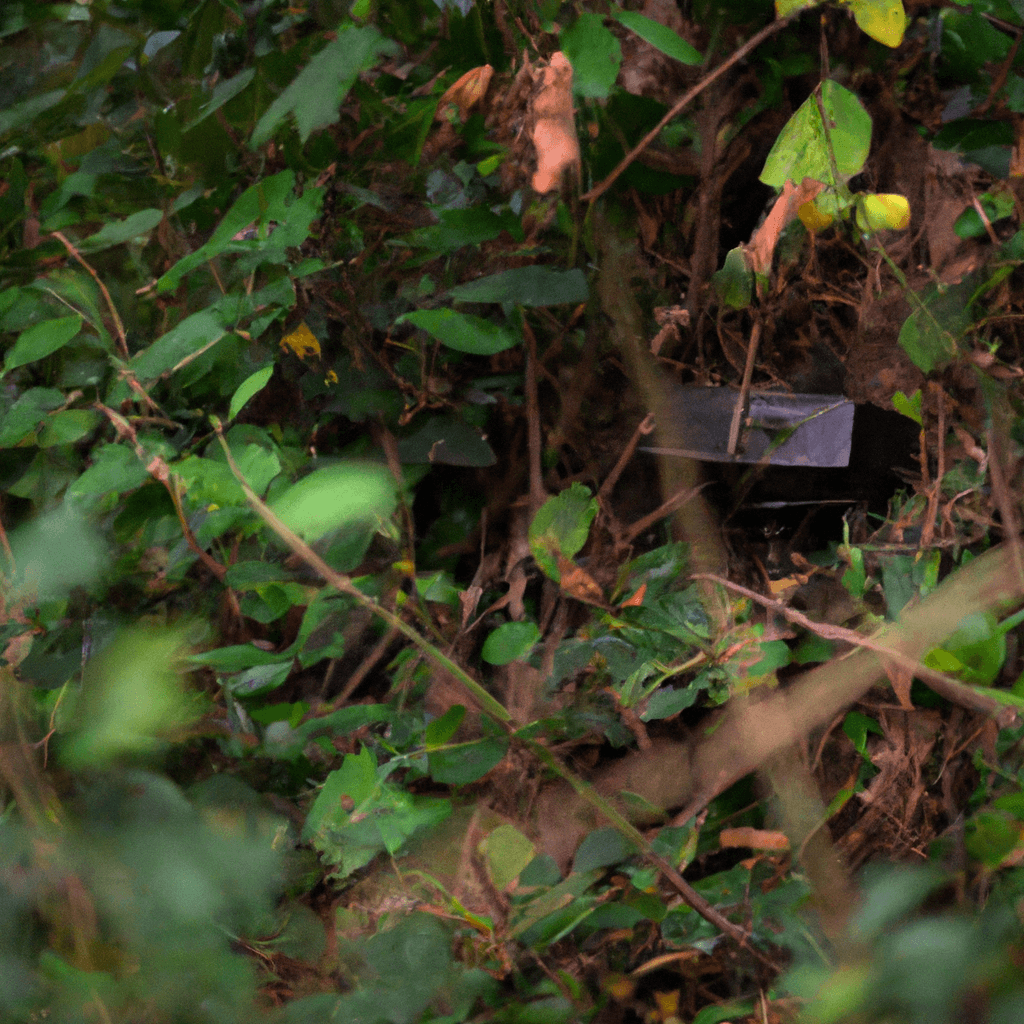 2 - [A wildlife camera trap covered in natural foliage]
A perfectly camouflaged wildlife camera trap hidden among the natural surroundings, ensuring discreet monitoring of wild animals in their natural habitat. Sigma 85mm f/1.4. No text.. Sigma 85 mm f/1.4. No text.