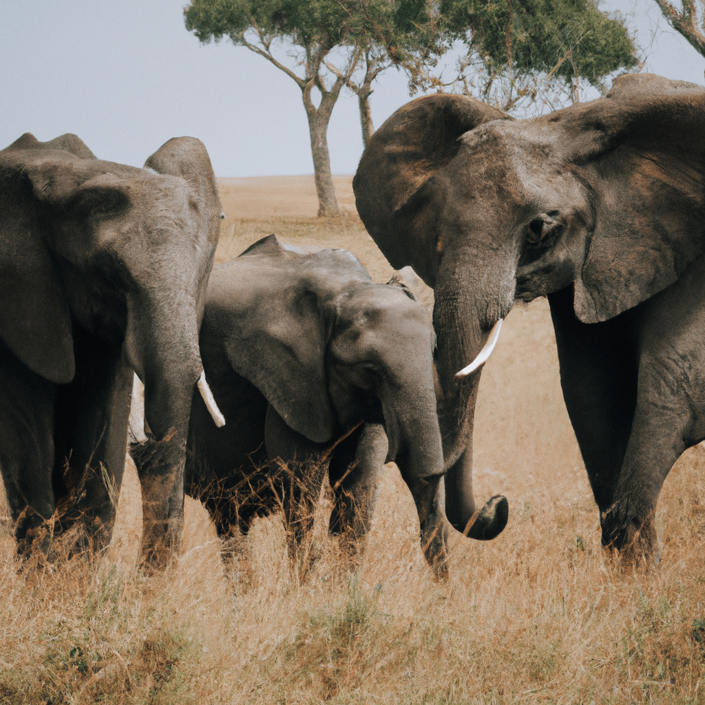 A photo of a family of elephants captured by a wildlife camera in the African savannah. Sigma 85 mm f/1.4. No text.. Sigma 85 mm f/1.4. No text.