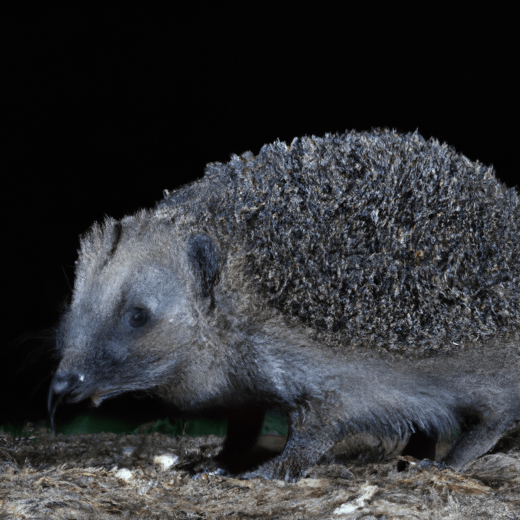 2 - [Image: A hedgehog captured by a camera trap during its nightly foraging activities]. Canon 70-200mm f/2.8. Insights into hedgehog behavior and habitat preferences.. Sigma 85 mm f/1.4. No text.