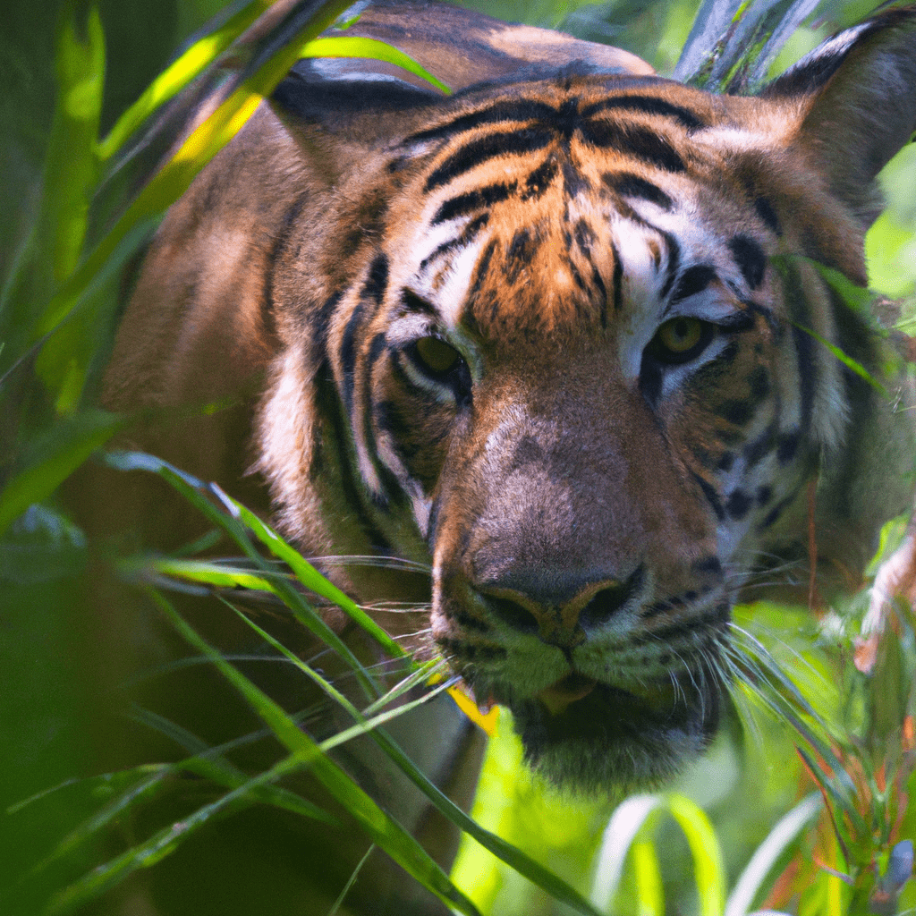 2 - [A stunning close-up photo of a majestic tiger captured by a camera trap in the heart of the jungle]. Sigma 85 mm f/1.4. No text.. Sigma 85 mm f/1.4. No text.