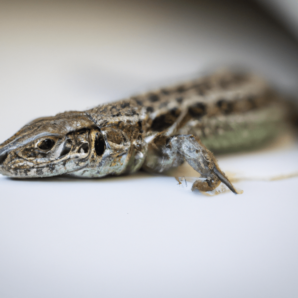 A photo of a lizard experiencing temperature fluctuations and muscle spasms in response to the cold winter weather. Nikon 50 mm f/1.8. No text.. Sigma 85 mm f/1.4. No text.