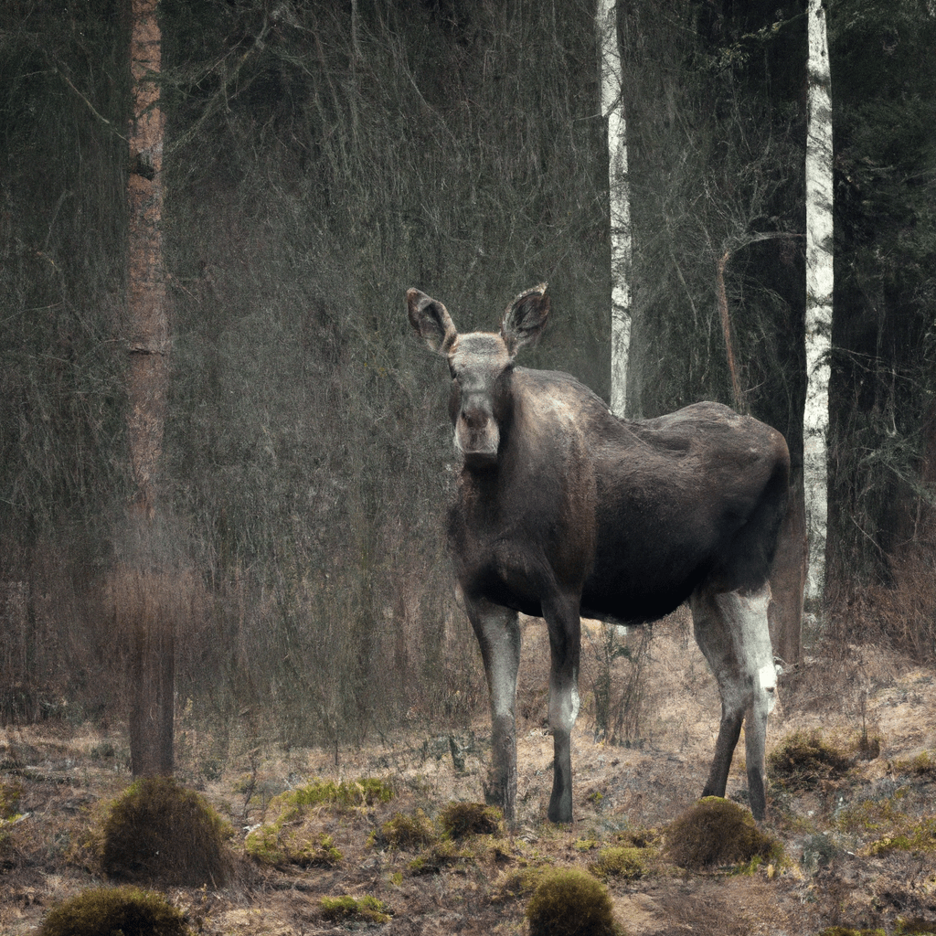 2 - [Photo: A majestic moose standing in a scenic forest]. Canon 70-200 mm f/2.8. No text.. Sigma 85 mm f/1.4. No text.