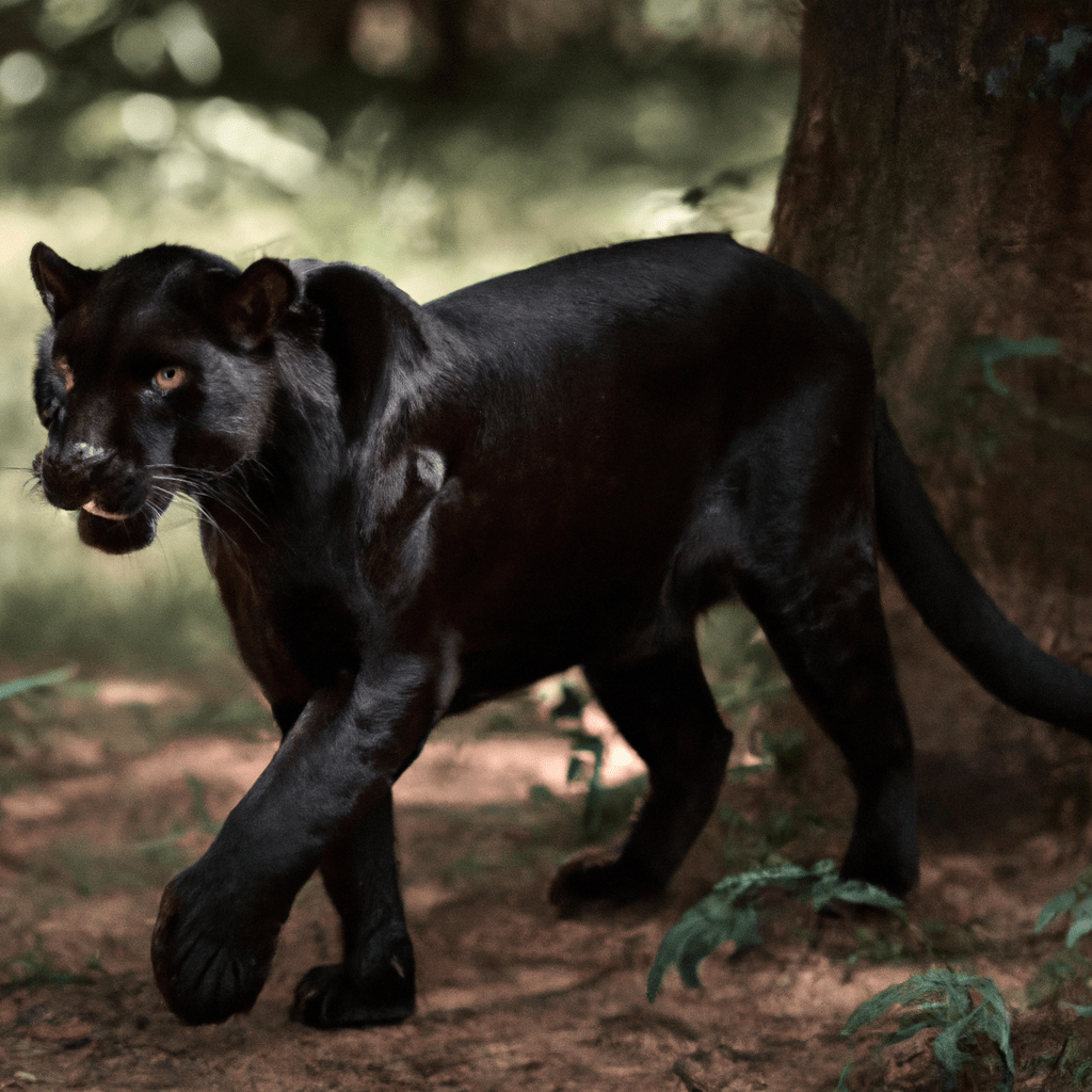 FOTKA: A photo of a rare black panther captured by a wildlife camera in the dense jungle. A true marvel of nature. Sigma 85 mm f/1.4. No text.. Sigma 85 mm f/1.4. No text.
