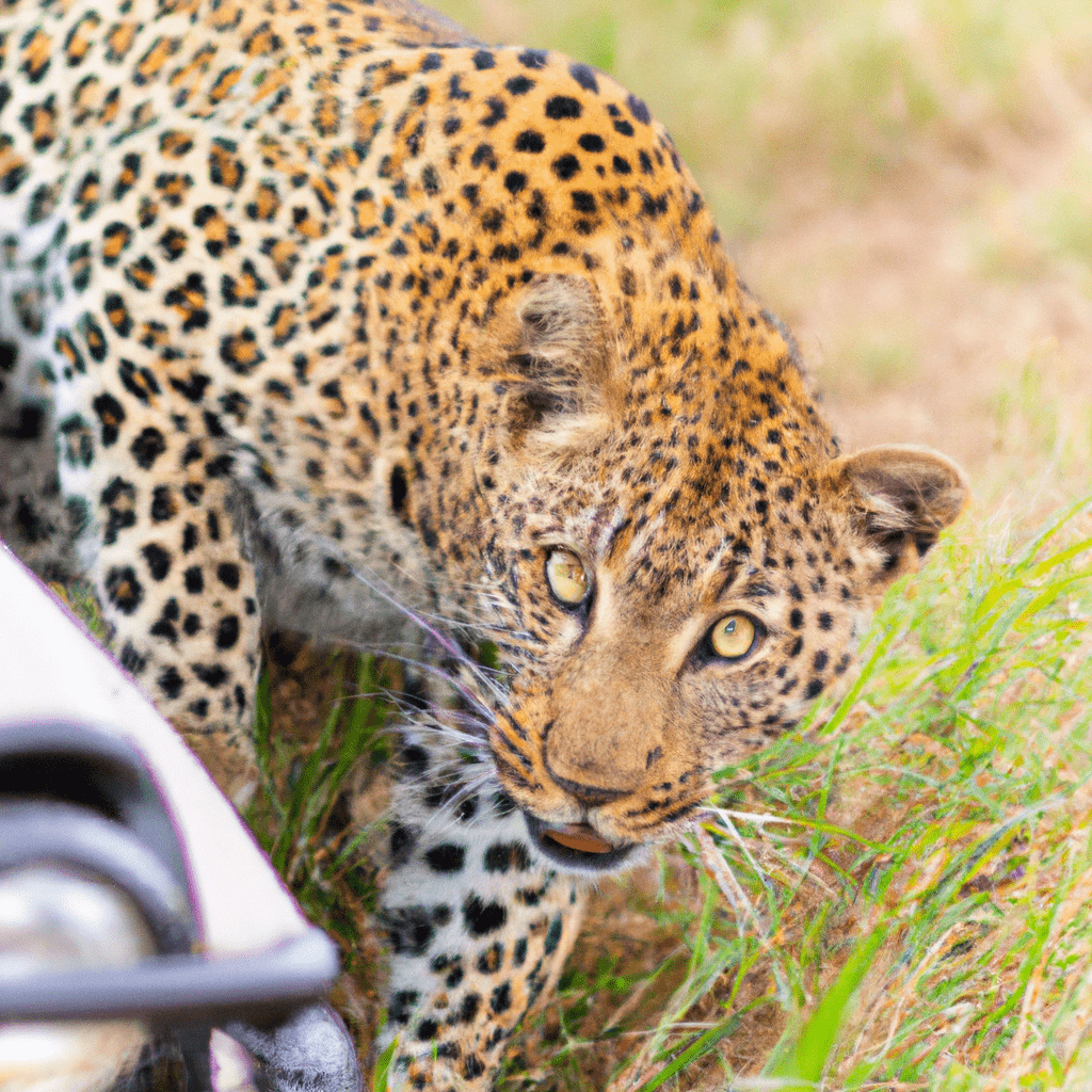 A close-up of a sneaky leopard caught on a motion-activated camera, revealing its secretive behavior in the wild.. Sigma 85 mm f/1.4. No text.
