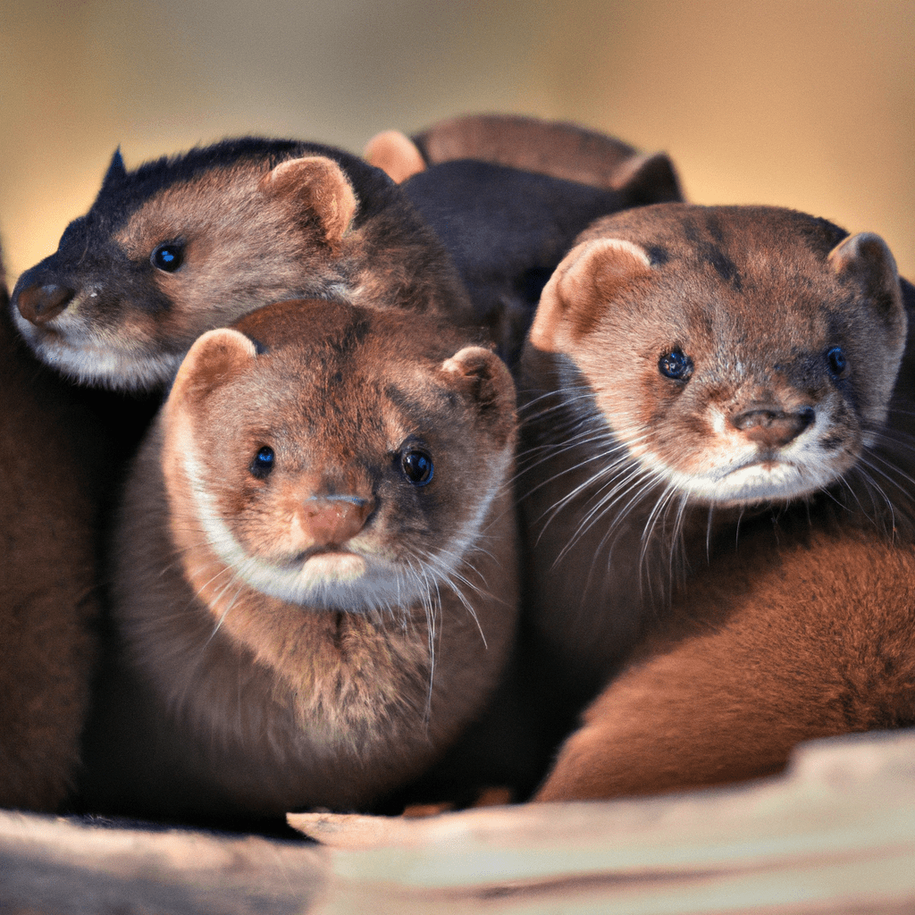 3 - [Photo: A group of weasels huddled together for warmth, their sleek coats glistening in the winter sun]. Nikon 70-200 mm f/2.8. No text.. Sigma 85 mm f/1.4. No text.