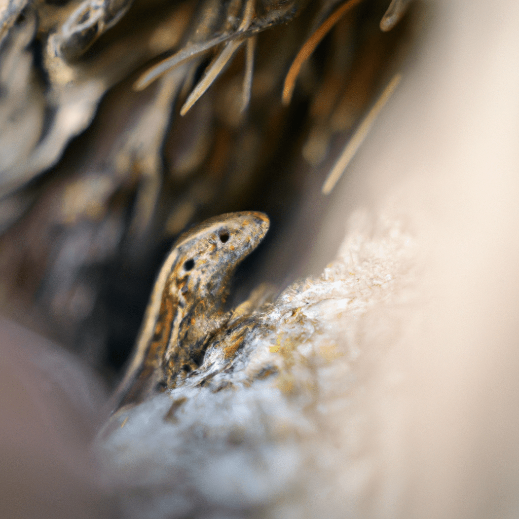 A photo of a lizard in its winter hideout, using its incredible adaptability to survive the harsh cold. Nikon 50 mm f/1.8. No text. Sigma 85 mm f/1.4. No text.. Sigma 85 mm f/1.4. No text.