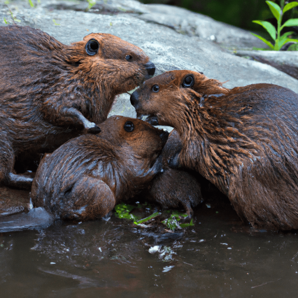 6 - [Photo: A beaver family, with the parents teaching their adorable kits how to build a dam. Witness the bond and teamwork that ensures their survival and protects the ecosystem.]. Sigma 85 mm f/1.4. No text.. Sigma 85 mm f/1.4. No text.