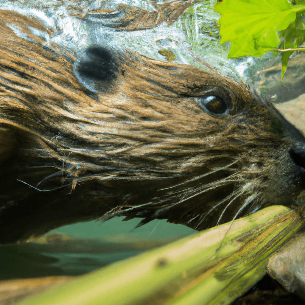 [Image: Close up of a beaver swimming in a river, captured by a wildlife camera trap]. Sigma 85 mm f/1.4. No text.