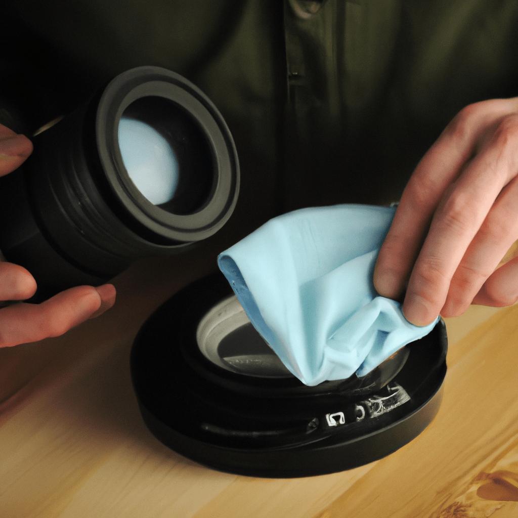 3 - A person carefully cleaning a trail camera lens with a soft cloth, ensuring clear and high-quality images. Sigma 85 mm f/1.4. No text.. Sigma 85 mm f/1.4. No text.