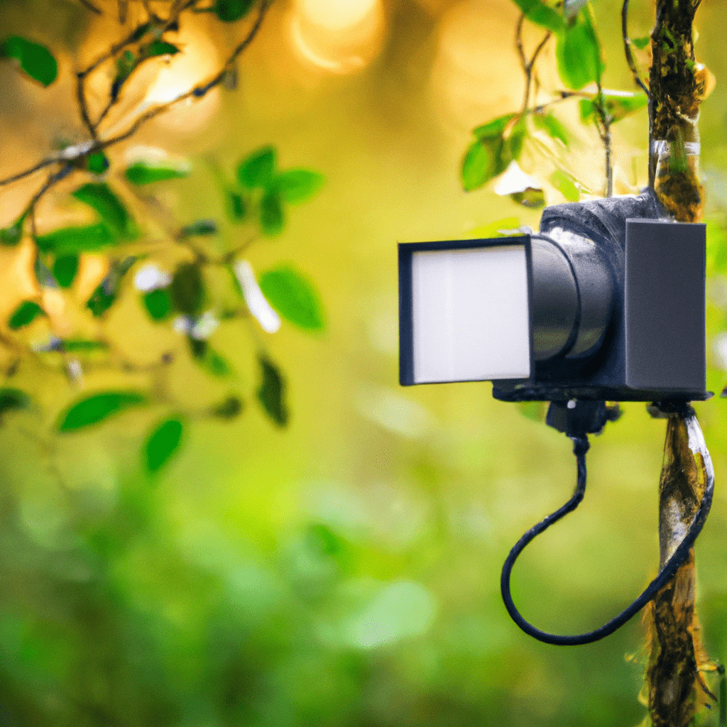[Photograph: Wildlife camera set up in a diverse forest area, capturing the beauty of nature in action.]. Sigma 85 mm f/1.4. No text.