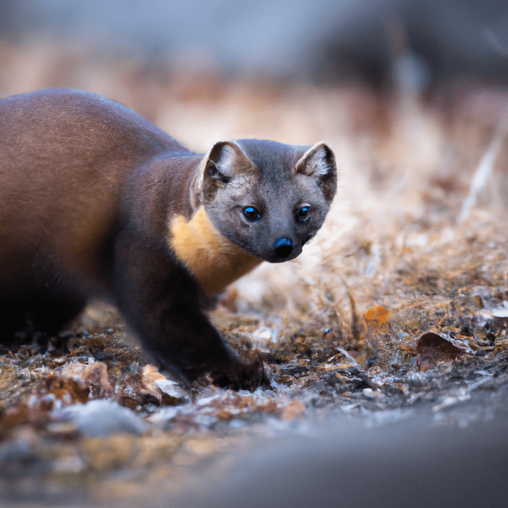 A photograph capturing a rock marten displaying its defensive tactics through camouflage and tail detachment. An incredible display of the creature's adaptability and survival skills. Sigma 85mm f/1.4 lens. No text.. Sigma 85 mm f/1.4. No text.