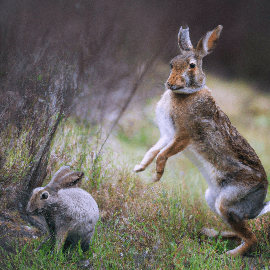 A photo capturing a nimble rabbit utilizing its clever defensive tactics to outsmart a fox and ensure its survival in the wild. Sigma 85 mm f/1.4. No text.. Sigma 85 mm f/1.4. No text.