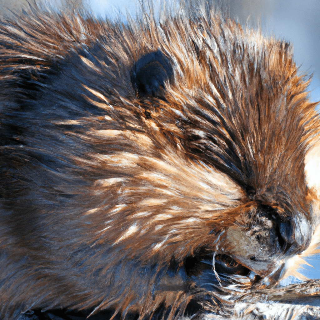 2 - [Photo: A stunning close-up of a muskrat captured by a high-quality wildlife trail camera. The muskrat's fur glistens in the sunlight, revealing intricate details of its features and allowing for a fascinating glimpse into its world.]. Sigma 85 mm f/1.4. No text.