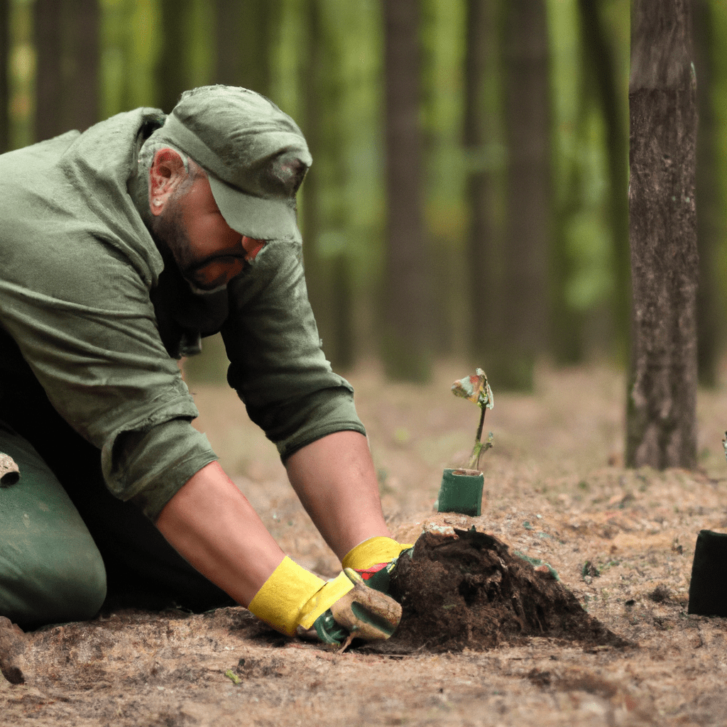 3 - [A conservationist planting trees in a forest to create a natural habitat for wild boars]. Nikon D850. No text.. Sigma 85 mm f/1.4. No text.