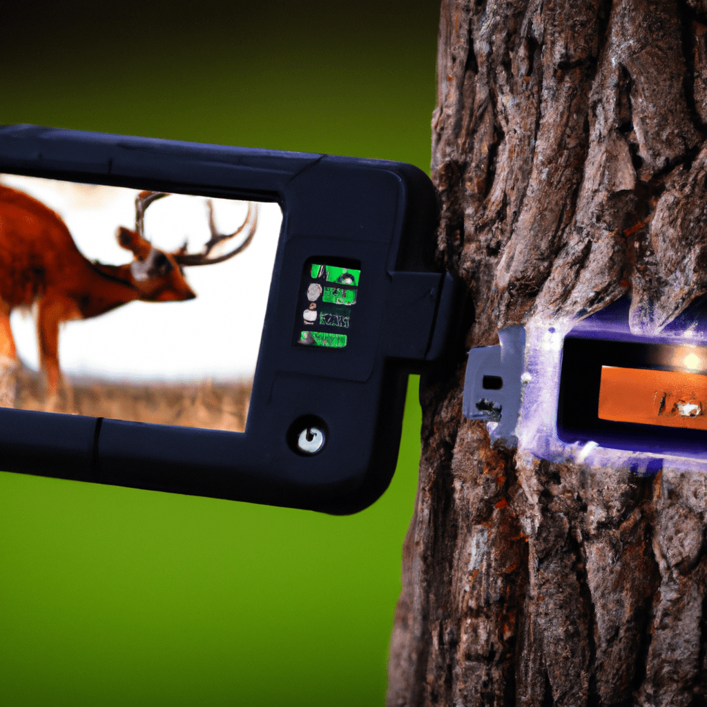 Picture: A mini wildlife camera positioned on a tree captures a group of deer grazing peacefully in their natural habitat. Its high resolution and video capabilities allow for detailed and dynamic recordings of wildlife behavior. Sigma 85 mm f/1.4. No text.. Sigma 85 mm f/1.4. No text.