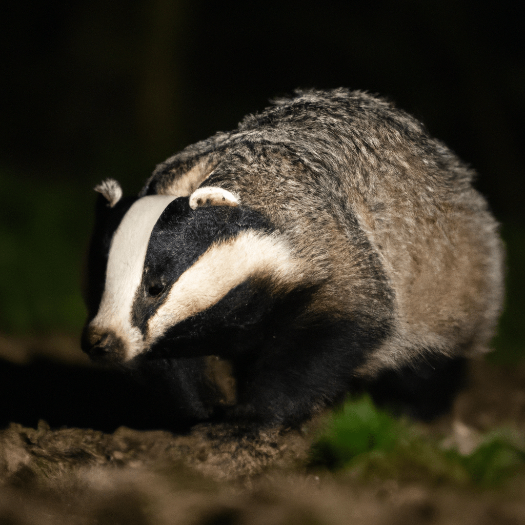 A photo capturing the resilience of a determined badger as it faces the challenges of its nocturnal habitat, highlighting the importance of protecting their natural environment. Sigma 85 mm f/1.4. No text.. Sigma 85 mm f/1.4. No text.