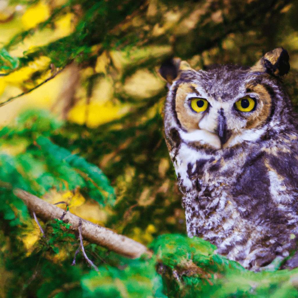 A discreet wildlife camera captures a stunning close-up photo of an owl in its natural habitat. Canon 70-200mm f/2.8.. Sigma 85 mm f/1.4. No text.