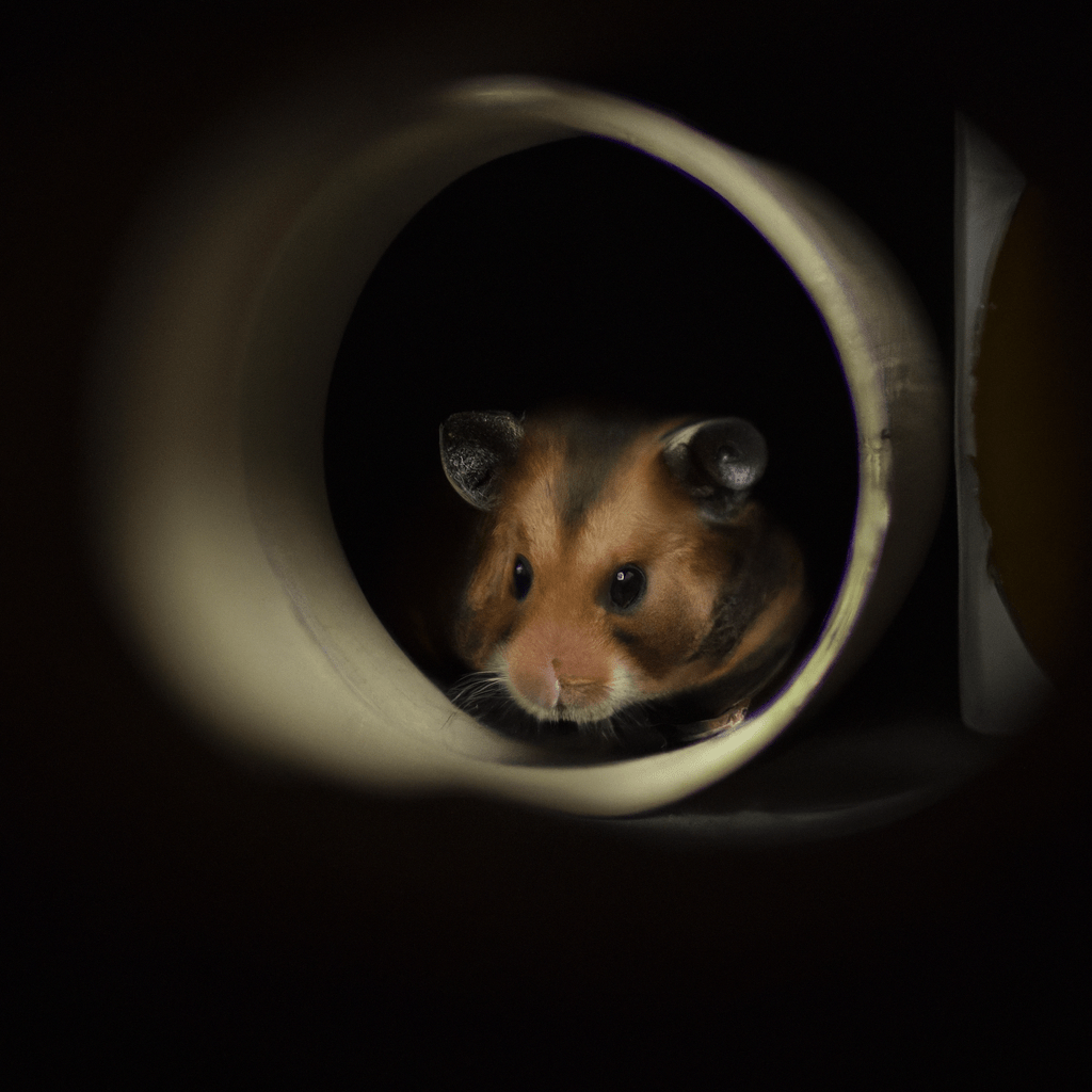 2 - PHOTO: A fearless hamster, with its ears perked up and whiskers twitching, stealthily navigating through a dark tunnel system in search of its next meal. Nikon 50mm f/1.8. No text.. Sigma 85 mm f/1.4. No text.