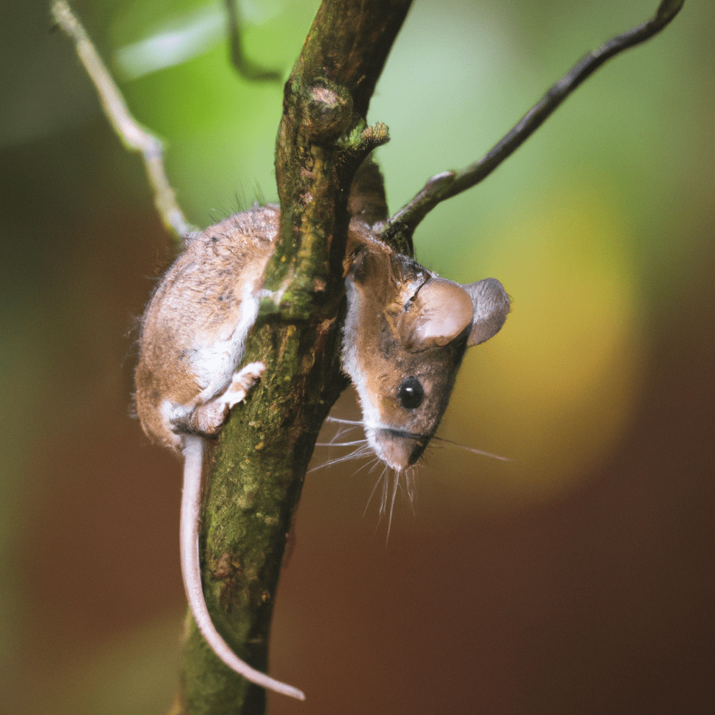 [Photo description: A forest mouse climbing a tree branch, showcasing its adaptability and agility in different environments.]. Sigma 85 mm f/1.4. No text.