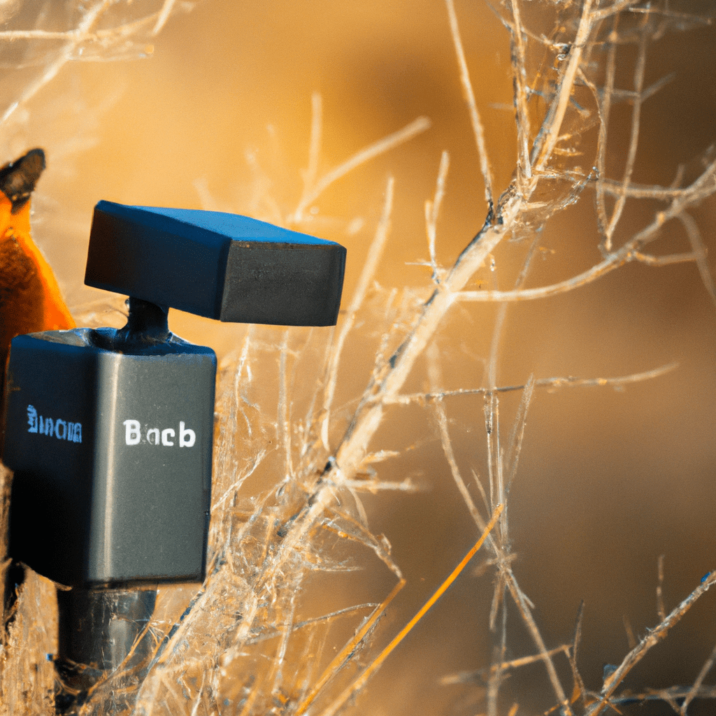 A photo of a FoxCam wildlife camera placed in a strategic location, capturing the stunning behavior of wild animals in their natural habitat.. Sigma 85 mm f/1.4. No text.