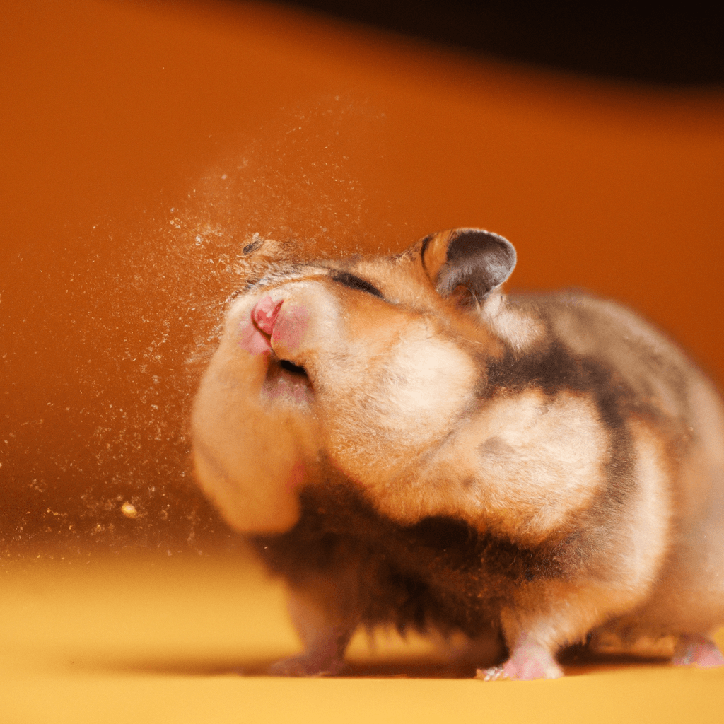 3 - [Photo: A brave hamster sprays a noxious scent from its scent glands as a defense mechanism against predators. Sigma 85 mm f/1.4. No text.]. Sigma 85 mm f/1.4. No text.