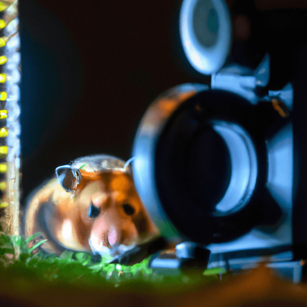 2 - A photo taken by a wildlife camera captures the nightly adventures of a playful hamster. Discovering the hidden life of these nocturnal creatures provides invaluable insights into their behavior and helps in their conservation.. Sigma 85 mm f/1.4. No text.