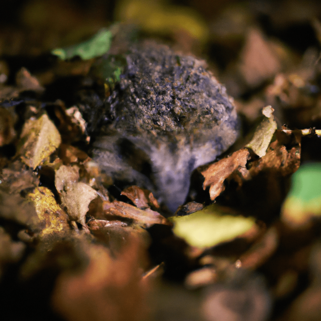 A hedgehog captured on a nighttime trail, peeking out from a pile of leaves. Discovering their hidden habitat. Sigma 85 mm f/1.4. No text.. Sigma 85 mm f/1.4. No text.