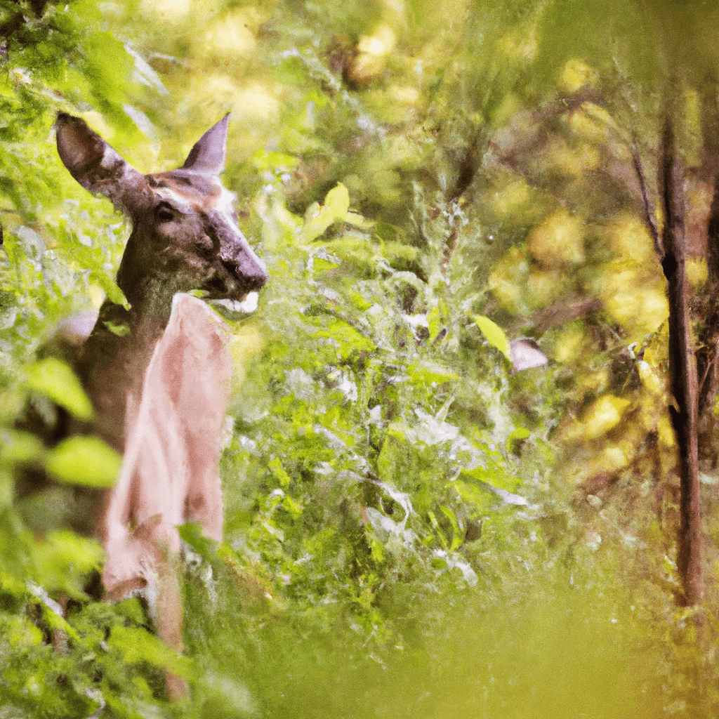 PHOTO: A hidden camera placed low in the underbrush captures a curious deer as it investigates its surroundings.. Sigma 85 mm f/1.4. No text.