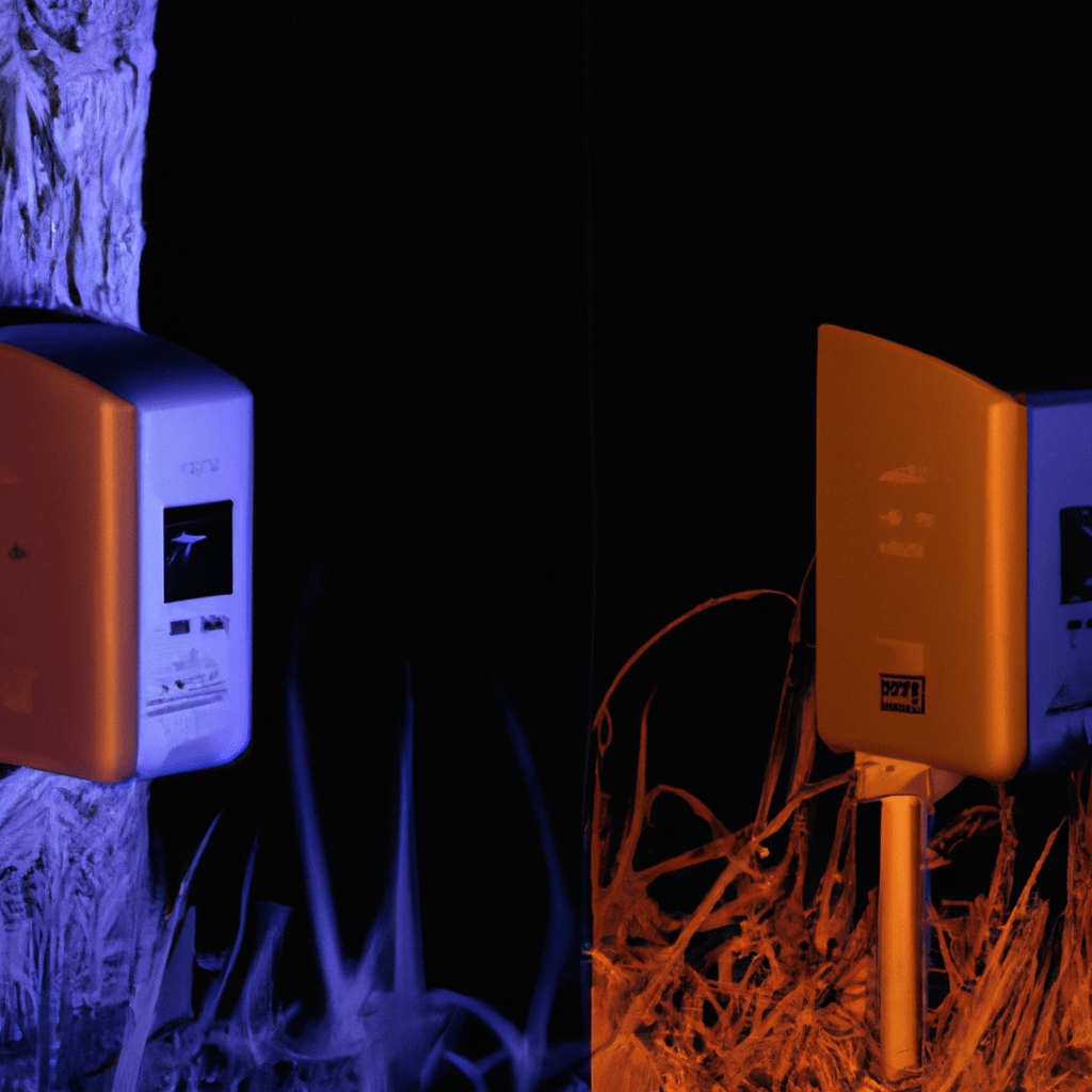 2 - A comparison photo of an infrared wildlife camera and a flash wildlife camera, showcasing the difference in lighting techniques for capturing animals in the dark.. Sigma 85 mm f/1.4. No text.