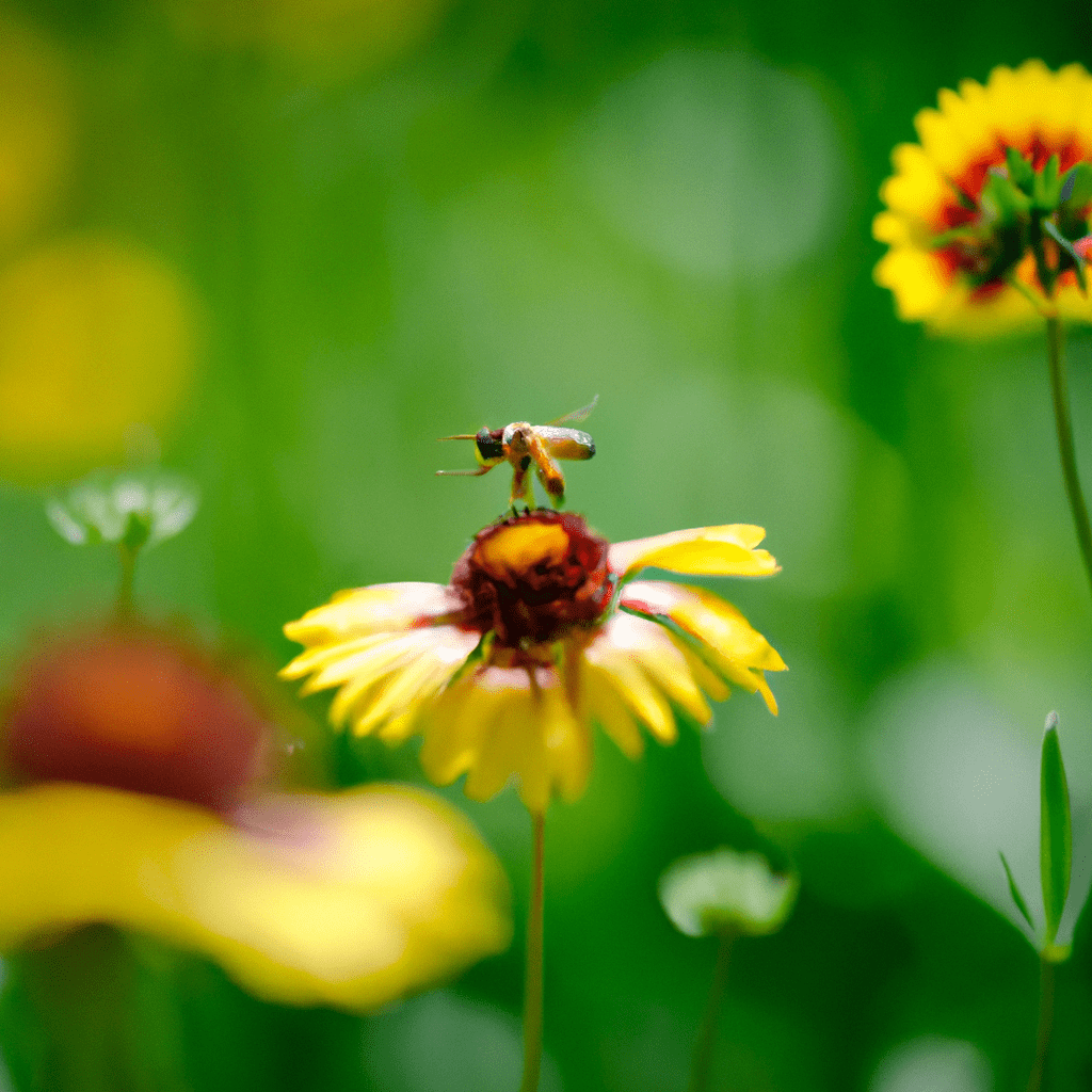 2 - A macro photograph captures the intricate dance of a long-tailed beekeeper and a colorful flower. Sigma 85 mm f/1.4. No text.. Sigma 85 mm f/1.4. No text.