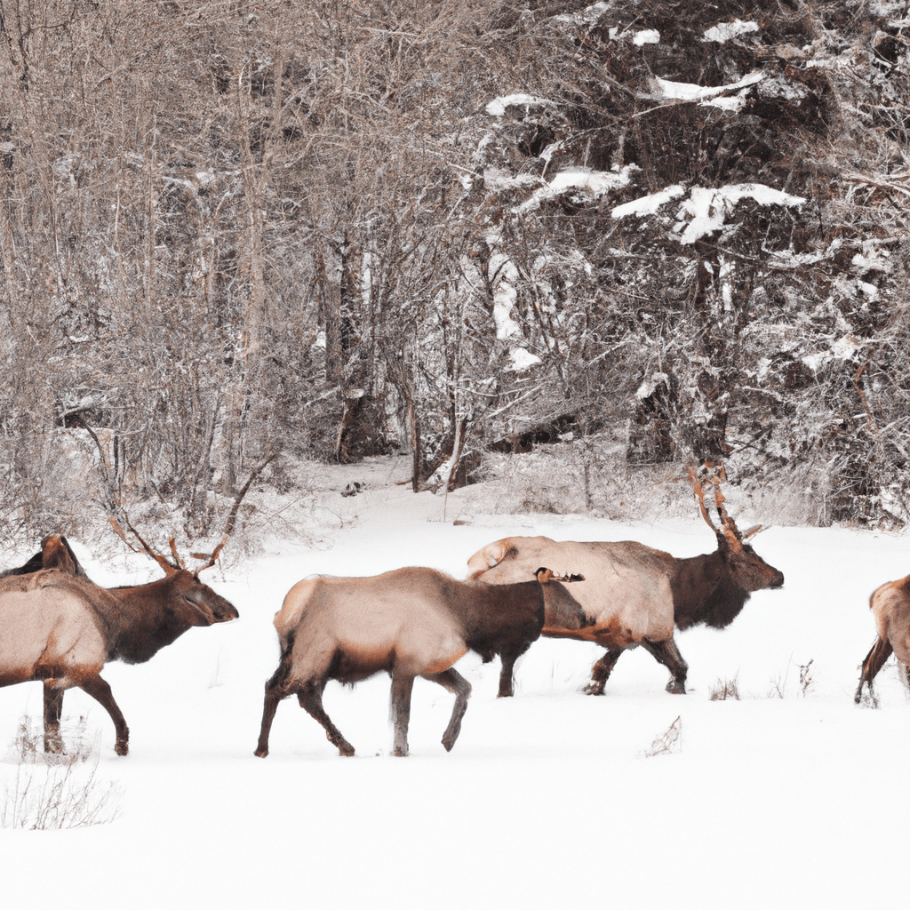 3 - [Image: A group of majestic elk traversing through a snowy landscape]. Nikon 200-500mm f/5.6. No text.. Sigma 85 mm f/1.4. No text.
