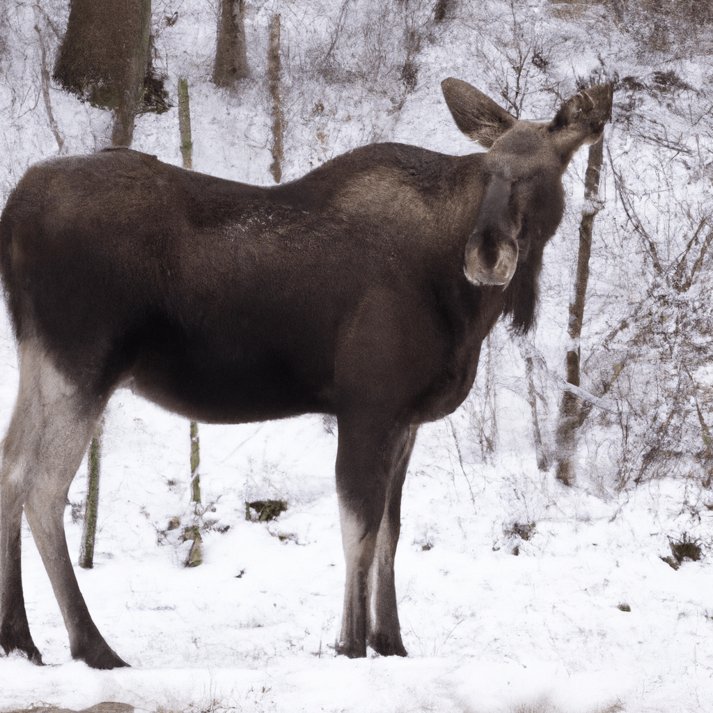 2 - [Image: A magnificent moose with a thick winter coat standing proudly in the snow]. Canon 70-200 mm f/2.8. No text.. Sigma 85 mm f/1.4. No text.