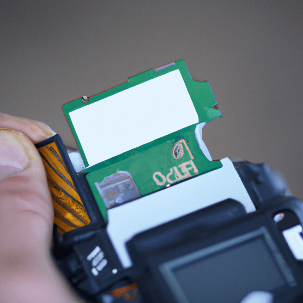 A photo of a memory card being inserted into a trail camera, allowing for data storage and easy transfer of captured images and videos for analysis.. Sigma 85 mm f/1.4. No text.