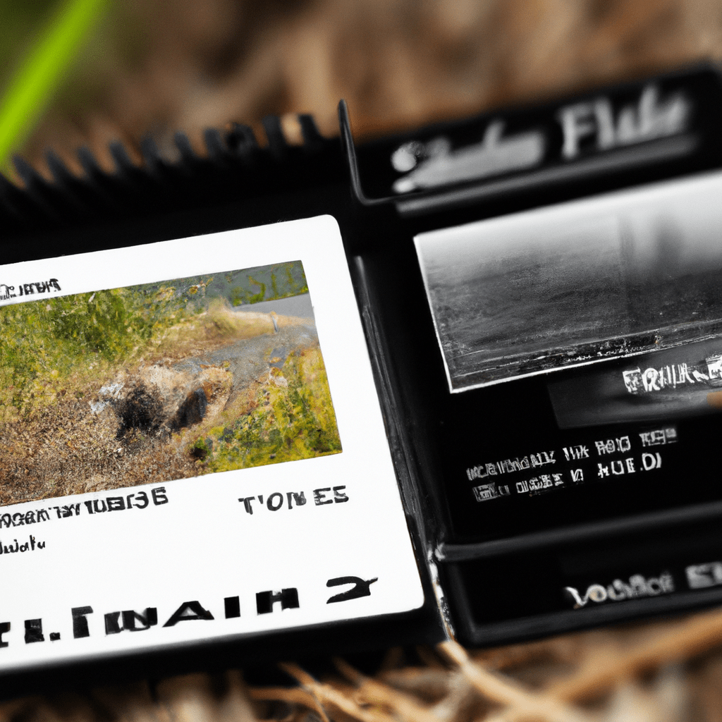 3 - A close-up photo of a memory card with a wildlife trail image. It emphasizes the importance of storage capacity and writing speed for successful wildlife photography.. Sigma 85 mm f/1.4. No text.