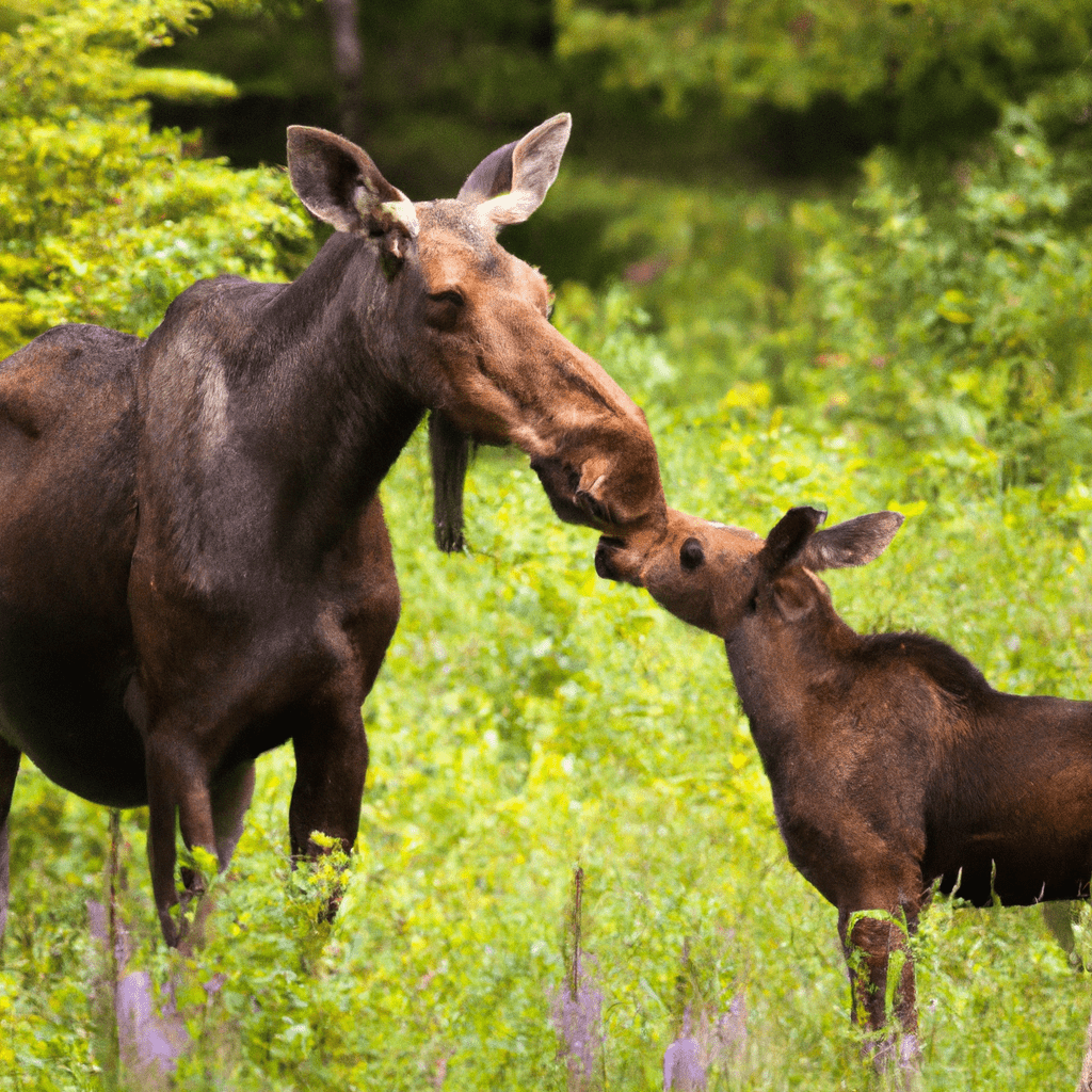 2 - [Image: Captivating moments of a moose family captured by a digital camera]. Canon 70-200 mm f/2.8. No text.. Sigma 85 mm f/1.4. No text.