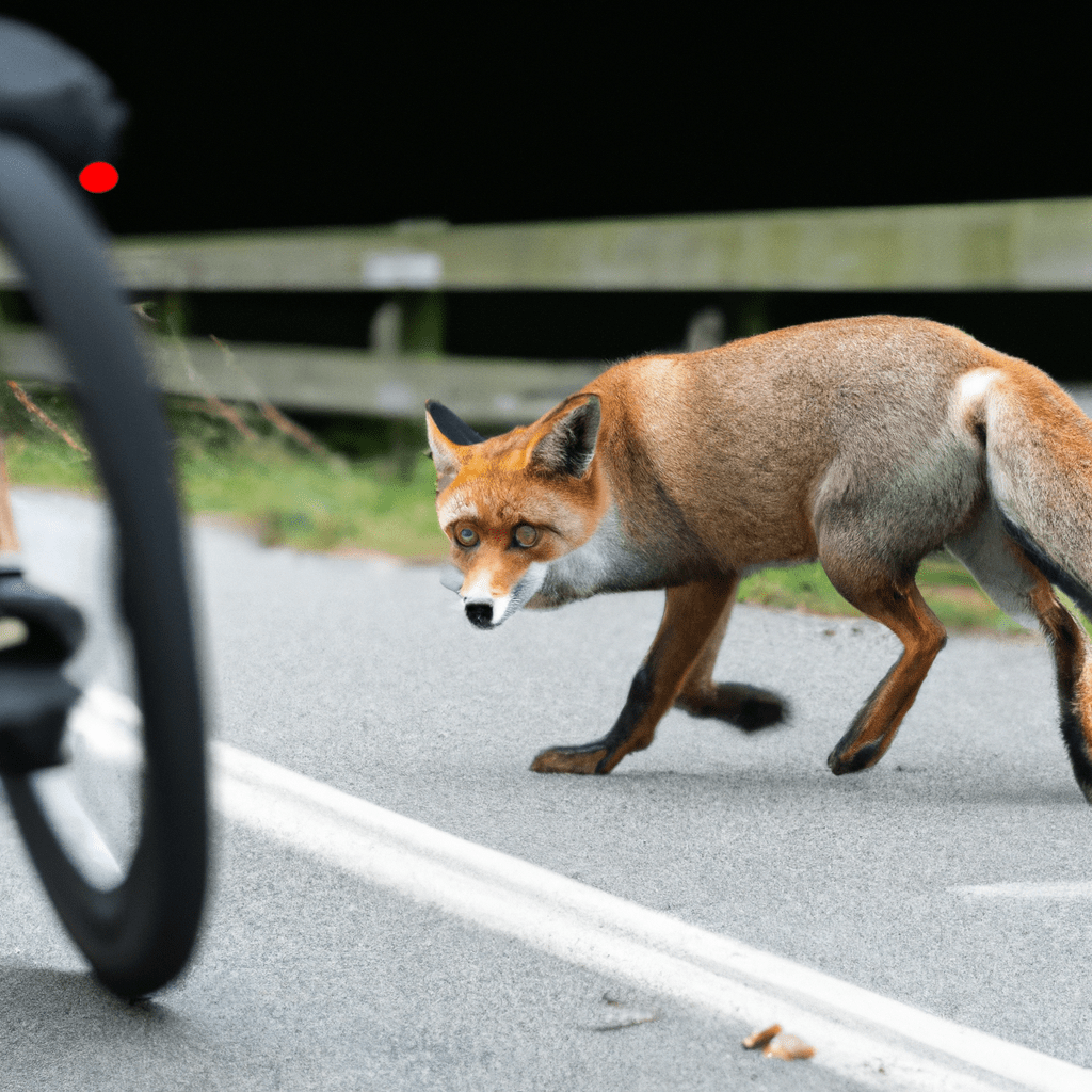 2 - PHOTO: A motion-triggered camera captures a fox approaching a cyclist's path, highlighting the potential threats riders face in the wild.. Sigma 85 mm f/1.4. No text.
