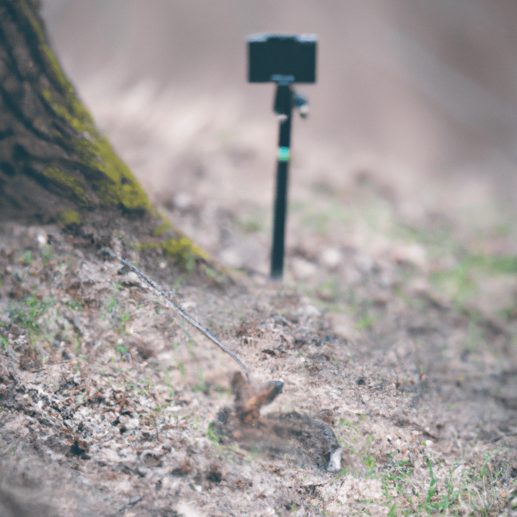 A photo of a motion sensor trail camera capturing a rabbit in its natural habitat.. Sigma 85 mm f/1.4. No text.