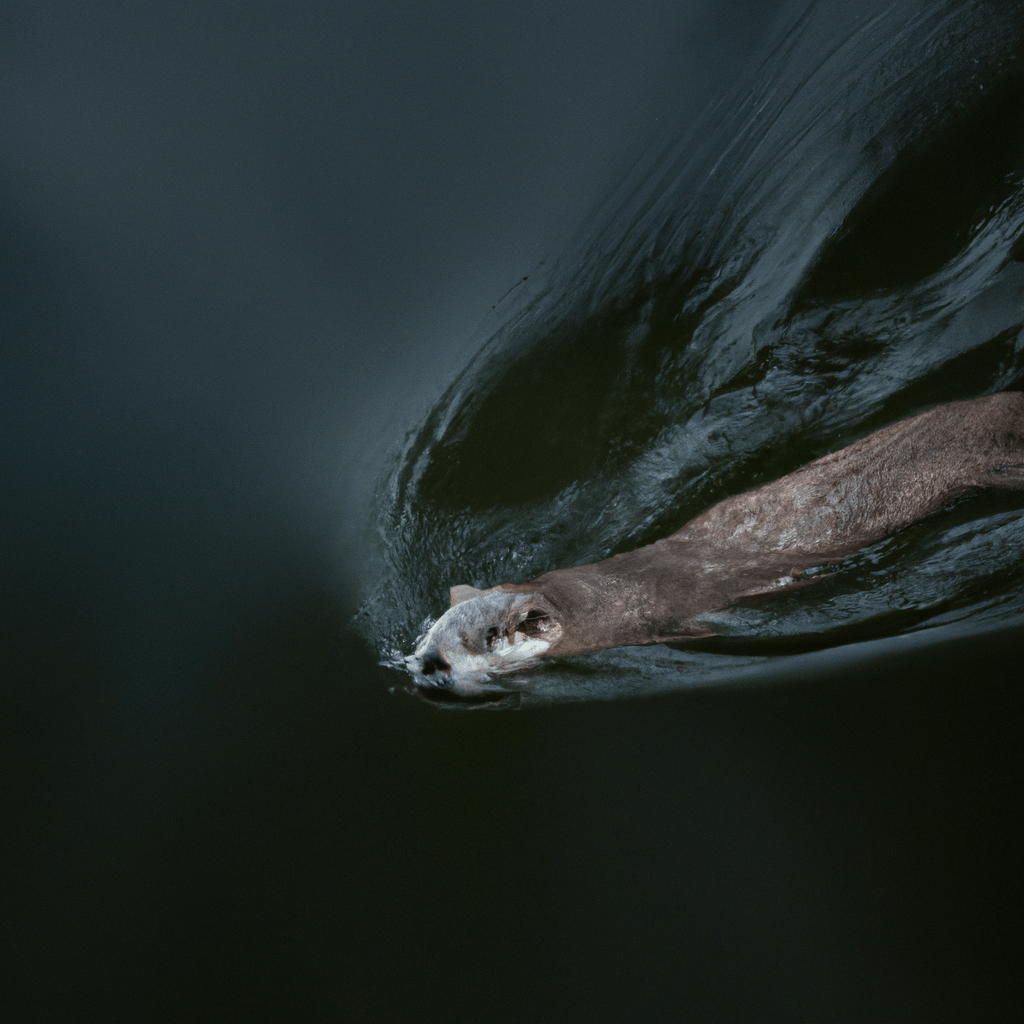 A photo capturing a muskrat skillfully swimming underwater, escaping from a predator's pursuit. Sigma 85 mm f/1.4. No text.. Sigma 85 mm f/1.4. No text.