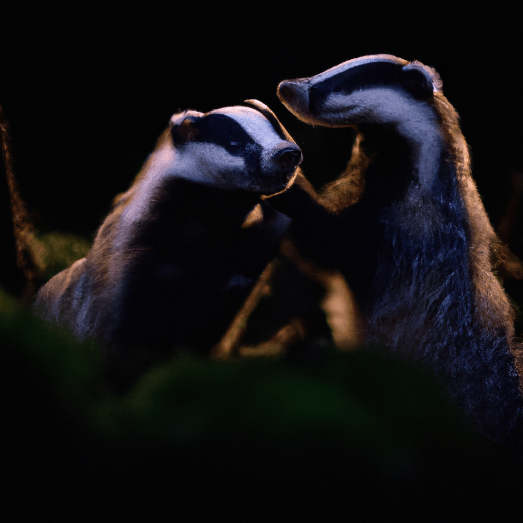 2 - [Title: Night-time Communication]
Description: A photo capturing the fascinating communication between badgers in the dark wilderness, showcasing their unique vocalizations and scent marking behavior. Sigma 85 mm f/1.4. No text.. Sigma 85 mm f/1.4. No text.