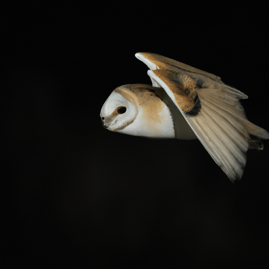 2 - [A close-up shot of a nocturnal barn owl silently gliding through the dark night.]. Nikon 200 mm f/2.8. No text.. Sigma 85 mm f/1.4. No text.