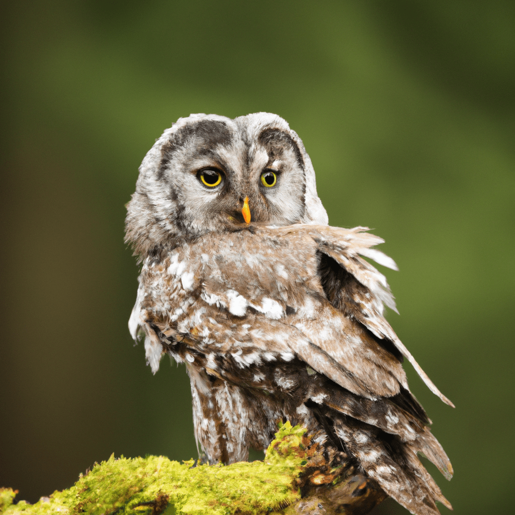 3 - [A beautiful owl perched on a moss-covered branch, its keen eyes scanning the surroundings for any potential threats.]. Canon 70-200 mm f/2.8. No text.. Sigma 85 mm f/1.4. No text.