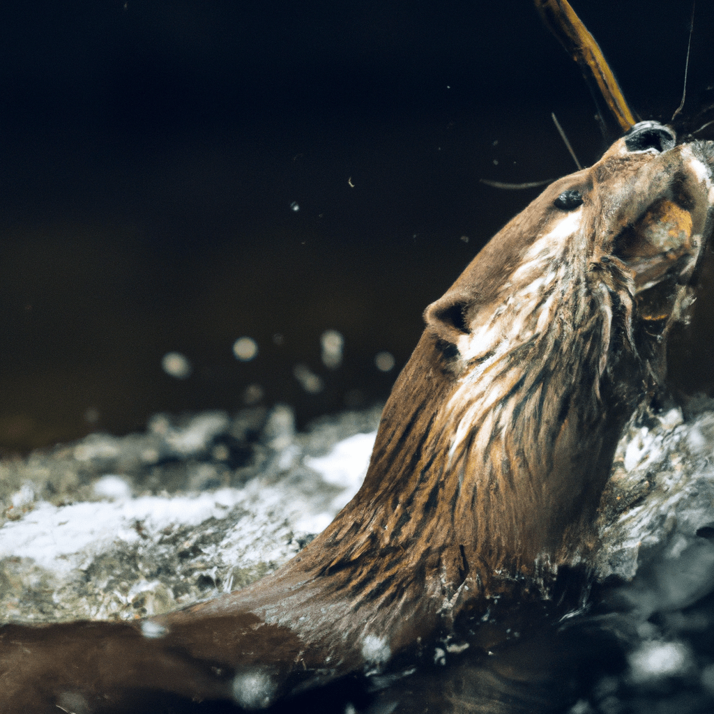 PHOTO: A close-up capture of an otter energetically diving into a river in search of fish.. Sigma 85 mm f/1.4. No text.