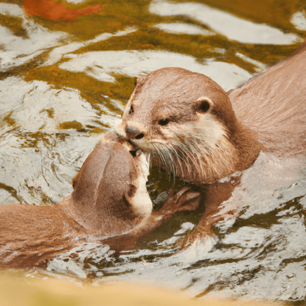 3 - PHOTO: A heartwarming capture of an otter family bonding in their natural habitat. Witness the love and care between the mother and her young as they navigate the water together. Sigma 85 mm f/1.4. No text.. Sigma 85 mm f/1.4. No text.
