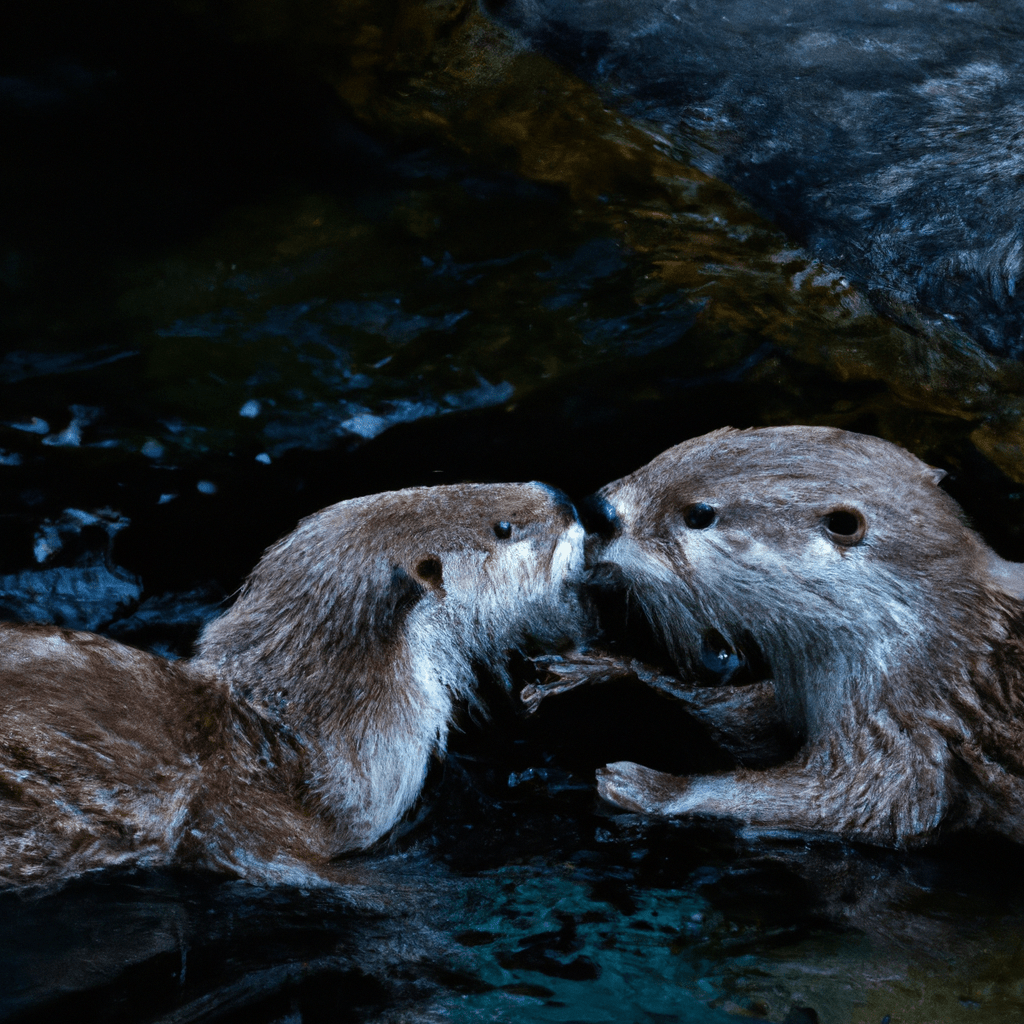 2 - [Text description of the photo: A river otter playfully communicating with its young through gentle and rhythmic sounds, creating a bond and ensuring their safety in the night wilderness.]. Sigma 85 mm f/1.4. No text.. Sigma 85 mm f/1.4. No text.