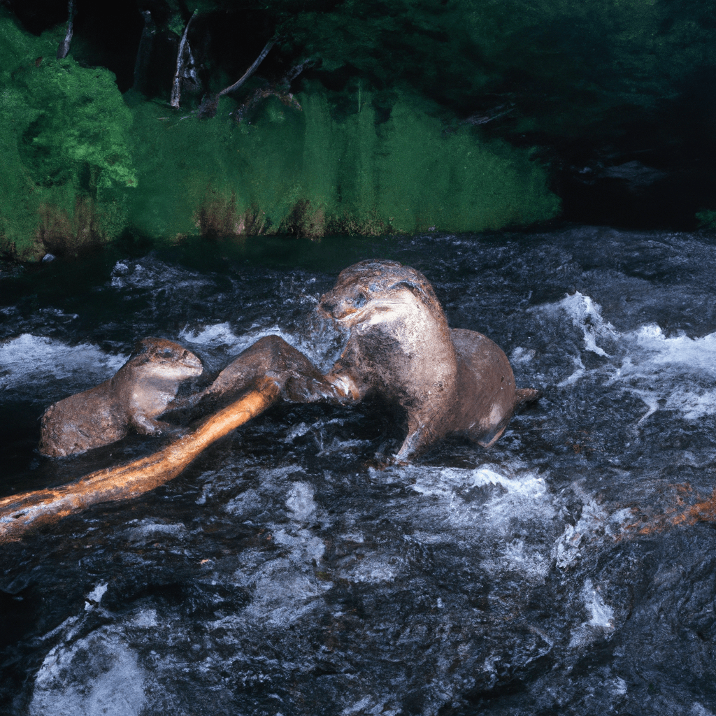 2 - PHOTO: An otter mother teaching her young how to hunt fish in a lively river. Captured by a wildlife camera trap.. Sigma 85 mm f/1.4. No text.