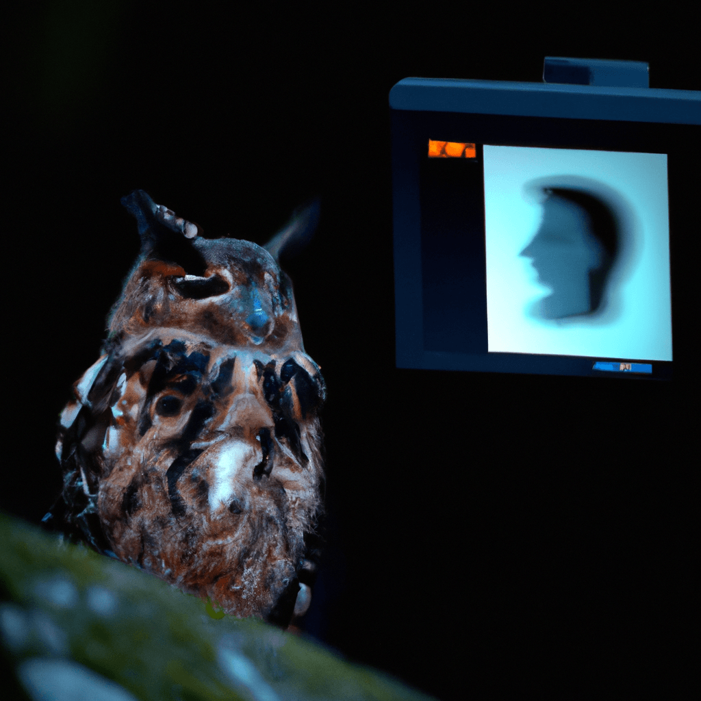 2 - [Photo: Owl captured on a wildlife camera at night]. Provides valuable insights into owl presence and behavior in the area.. Sigma 85 mm f/1.4. No text.