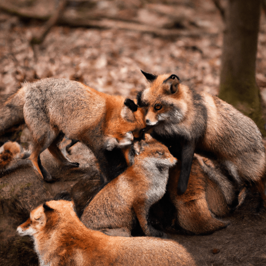 Photo: A group of foxes engage in social behavior, displaying their strong bonds and communication skills. Witness the intricate hierarchy and cooperation within their pack. Sigma 85 mm f/1.4. No text.. Sigma 85 mm f/1.4. No text.