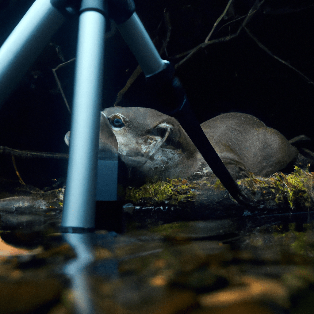 A unique snapshot capturing a stealthy otter caught in a high-tech camera trap, revealing its mysterious habits and aiding in conservation efforts.. Sigma 85 mm f/1.4. No text.